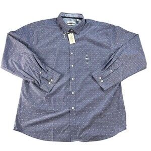 Van Heusen Originals Shirt Mens 2XL XXL 18-18.5 Slim Fit Long Sleeve Geometric